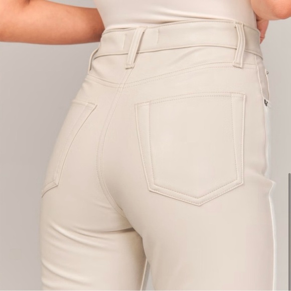 Abercrombie & Fitch Slim Straight Ultra High Denim Faux Leather Pant Plus Sz 24 - Picture 2 of 14